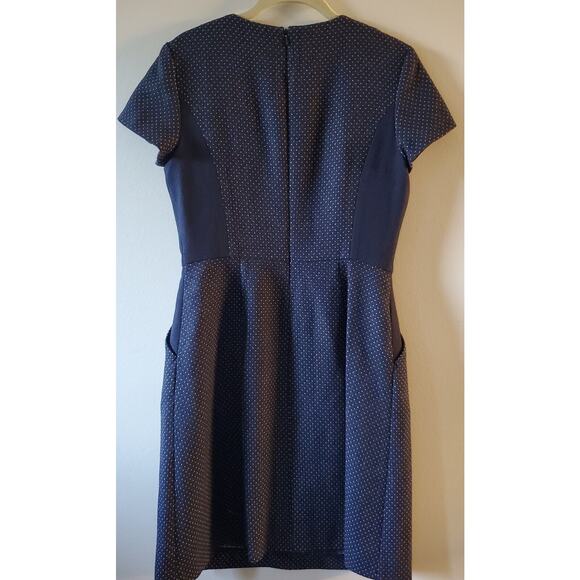HOBBS London Blue White Polka Dot US 6 Wool Blend Pockets Business Preppy Dress - Picture 4 of 14